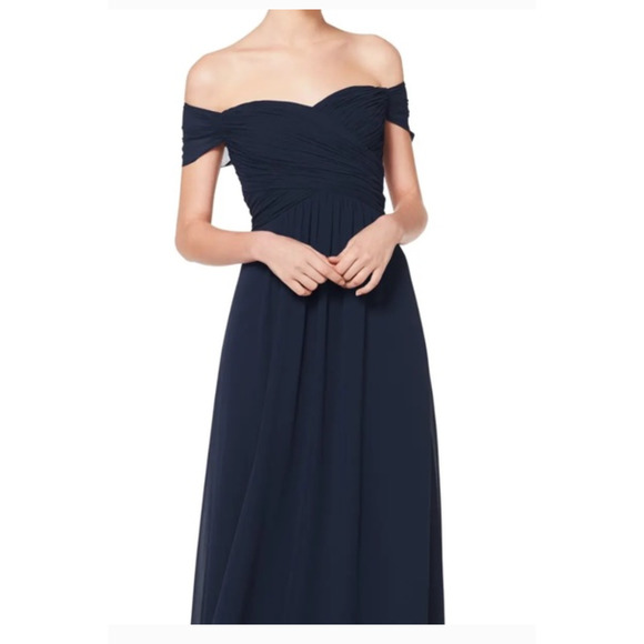 Levkoff Dresses & Skirts - Levkoff NAVY Blue Bridesmaid Full Length Chiffon Dress Style 7071 size 8